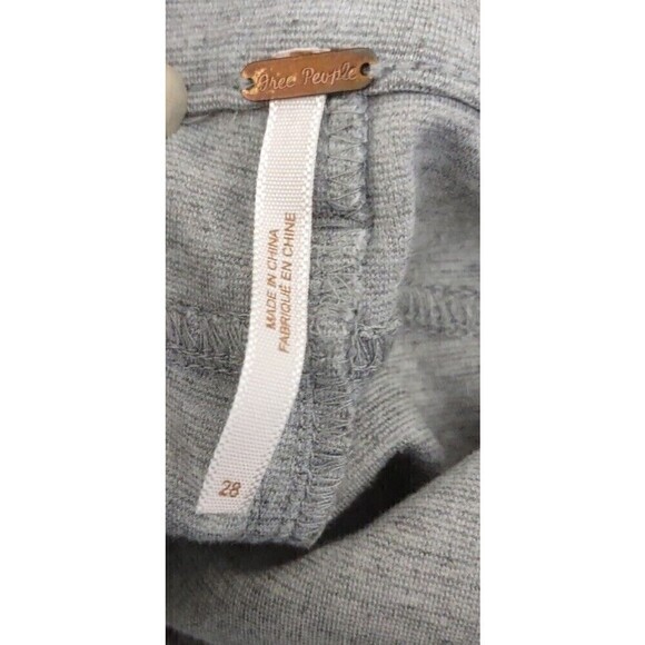 Free People Sz 28 High Rise Bike Babe Pants Light Gray Skinny Quilted - Picture 3 of 7